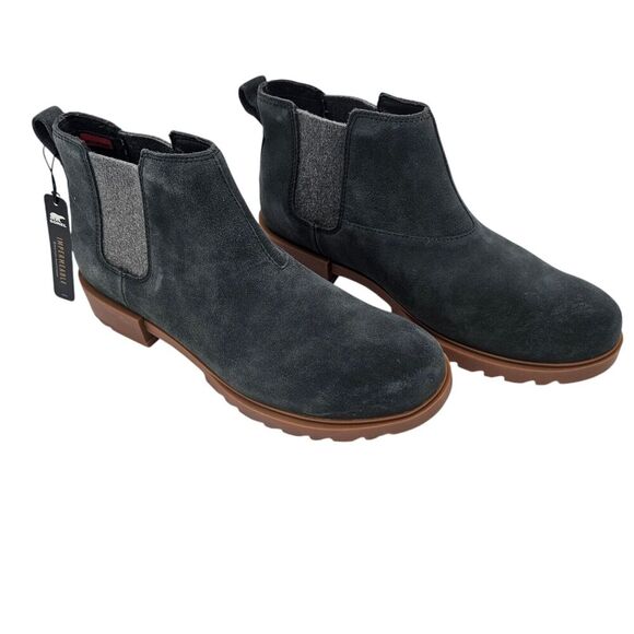 Sorel Emelie 2 Chelsea Boot Size 10.5 Gray Suede Ankle Slip On Waterproof - Picture 1 of 7